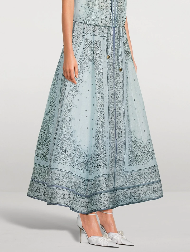 Matchmaker Linen And Silk Midi Skirt