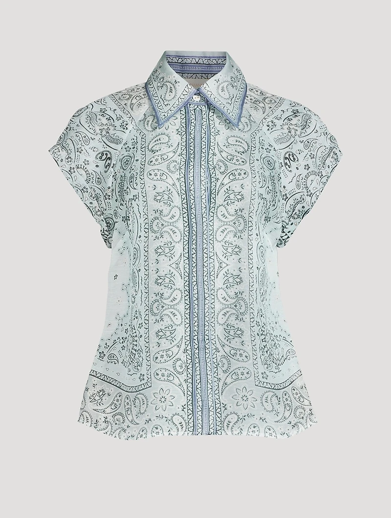 Matchmaker Linen And Silk Fitted Blouse