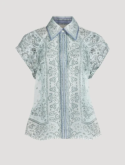 Matchmaker Linen And Silk Fitted Blouse
