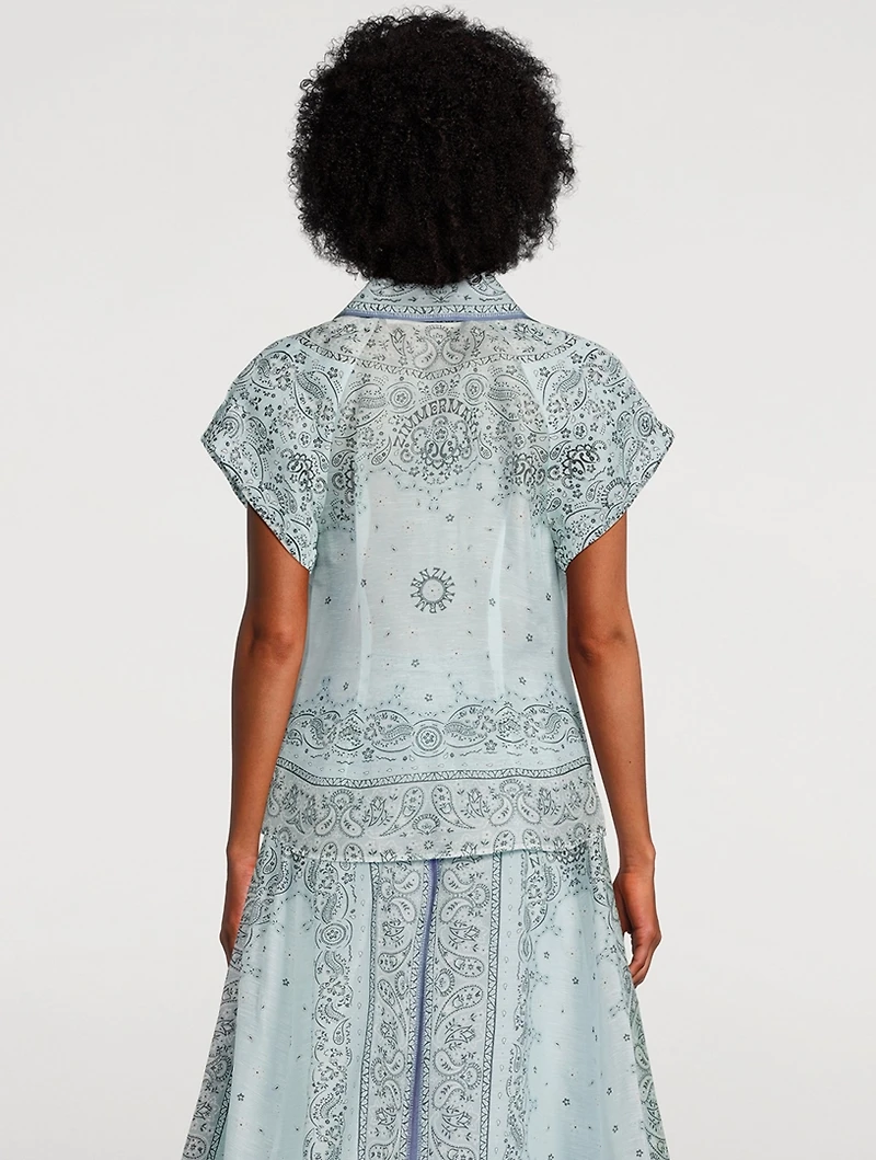 Matchmaker Linen And Silk Fitted Blouse