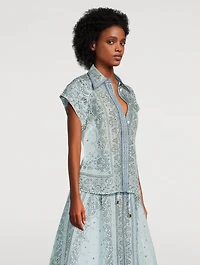 Matchmaker Linen And Silk Fitted Blouse