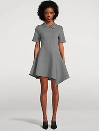 Short-Sleeve Asymmetric Mini Polo Dress