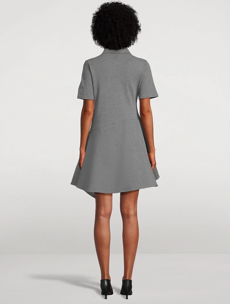 Short-Sleeve Asymmetric Mini Polo Dress