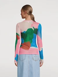 Long-Sleeve Mesh T-Shirt Bunny Print