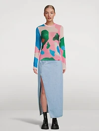 Long-Sleeve Mesh T-Shirt Bunny Print