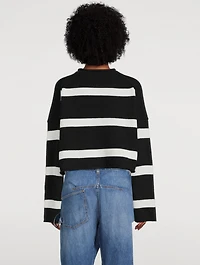Anchor-Embroidered Cropped Sweater