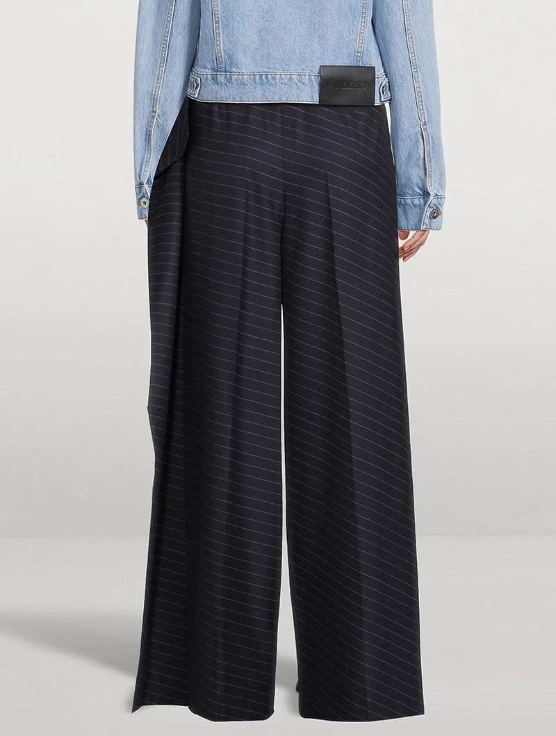 Wool-Blend Wide-Leg Pants With Side Panel