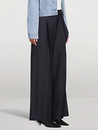 Wool-Blend Wide-Leg Pants With Side Panel