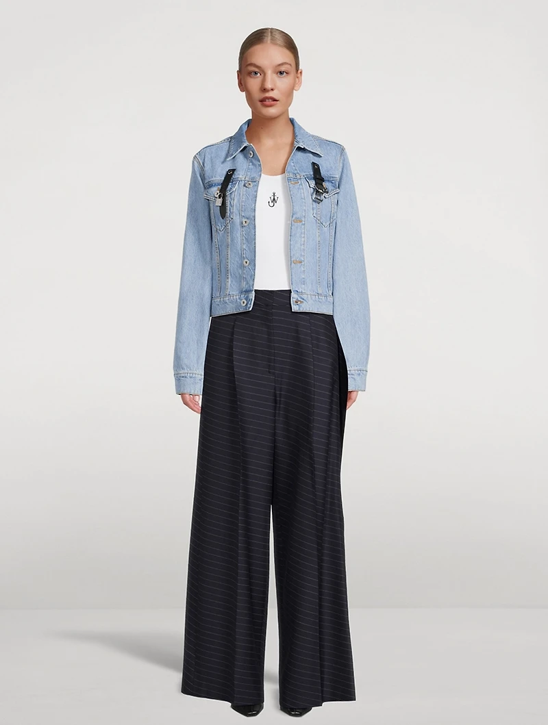 Wool-Blend Wide-Leg Pants With Side Panel