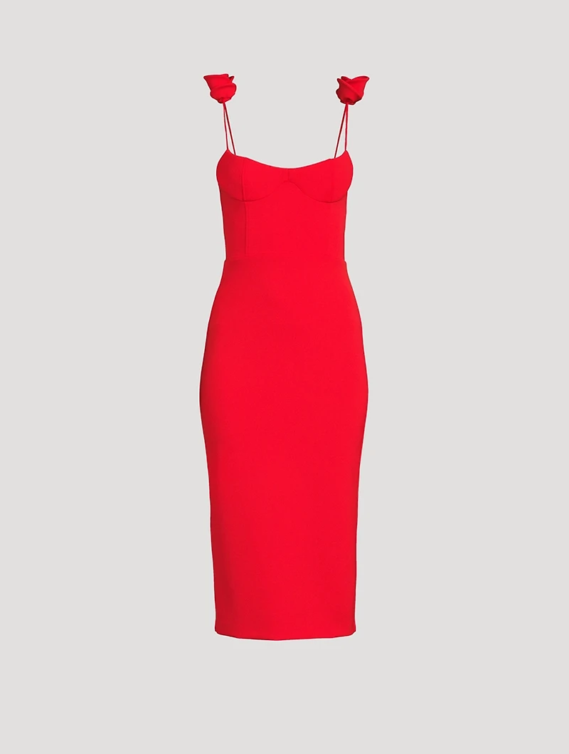 Bustier Midi Dress with Floral Appliqué