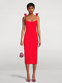 Bustier Midi Dress with Floral Appliqué