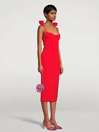 Bustier Midi Dress with Floral Appliqué