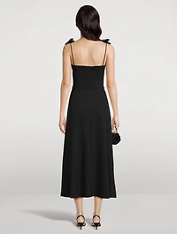 Bustier Midi Dress with Floral Appliqué