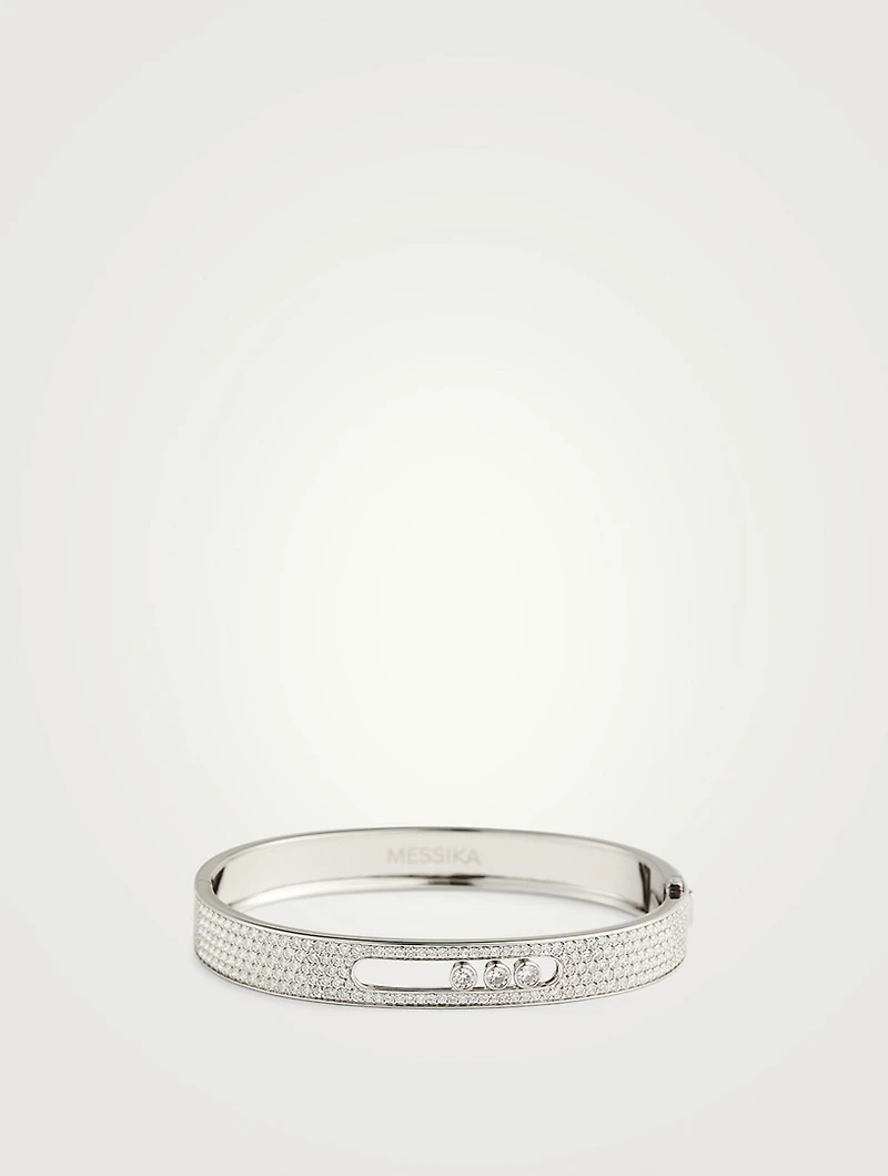 Move Joaillerie 18K White Gold Pavé Bangle With Diamonds