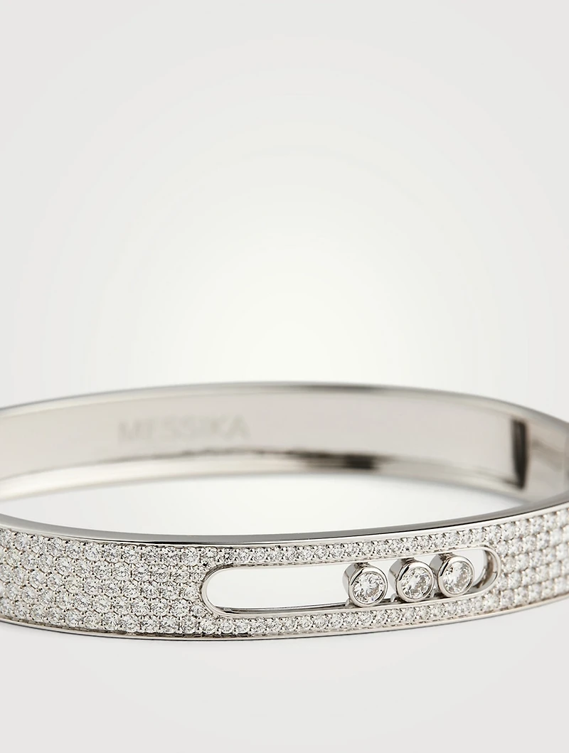 Move Joaillerie 18K White Gold Pavé Bangle With Diamonds