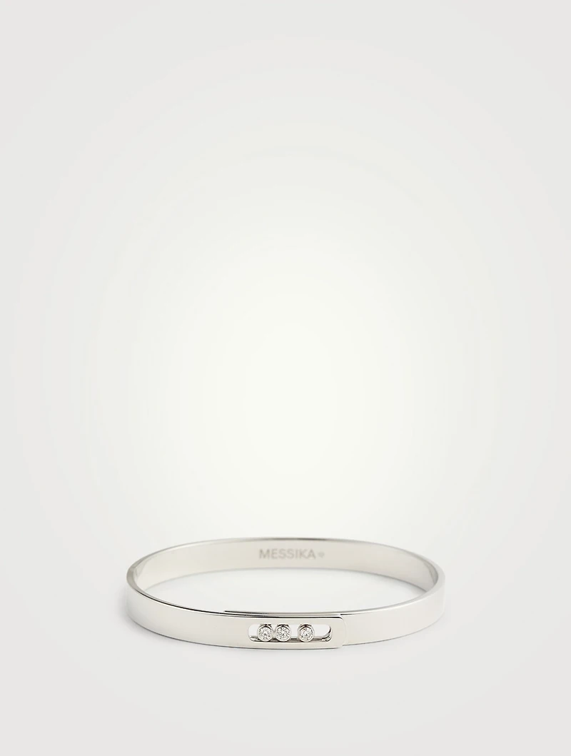 Move Noa 18K White Gold Bangle With Diamonds