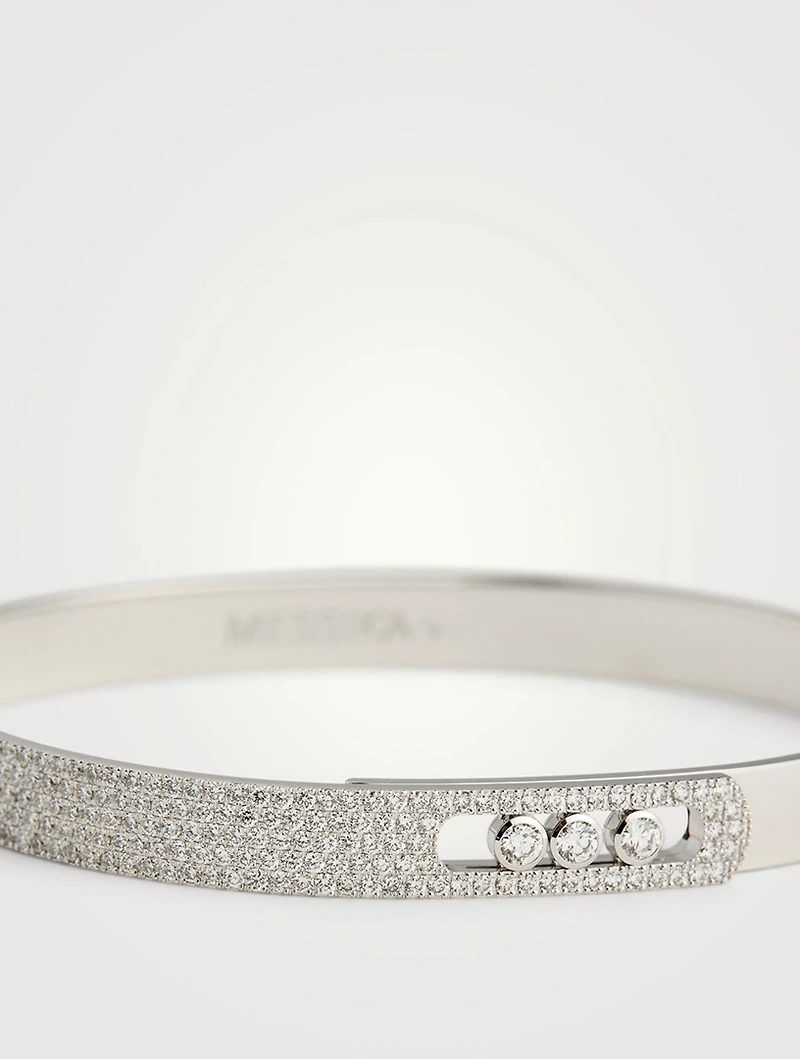 Move Noa 18K White Gold Pavé Bangle With Diamonds