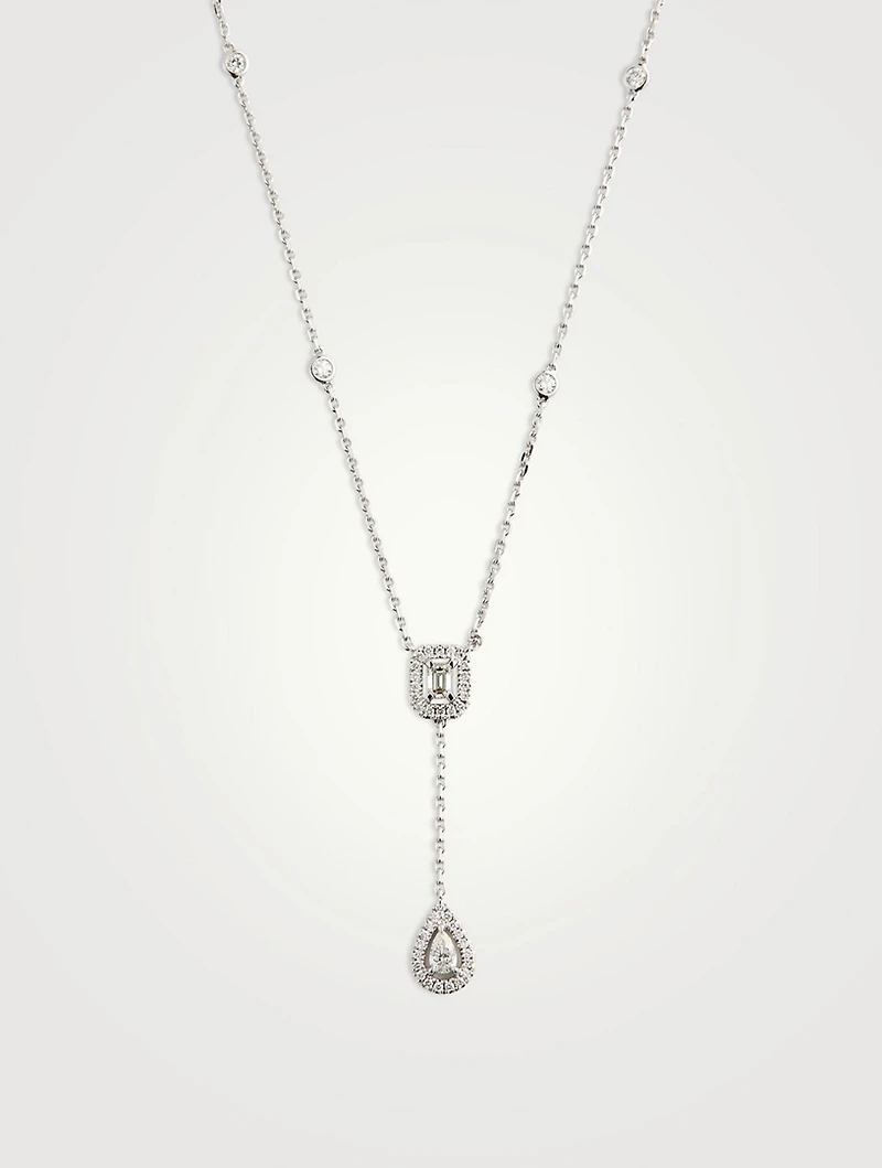 My Twin Tie 18K White Gold Necklace With Diamonds