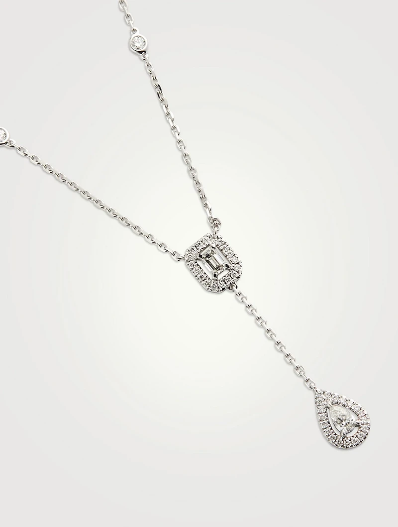 My Twin Tie 18K White Gold Necklace With Diamonds
