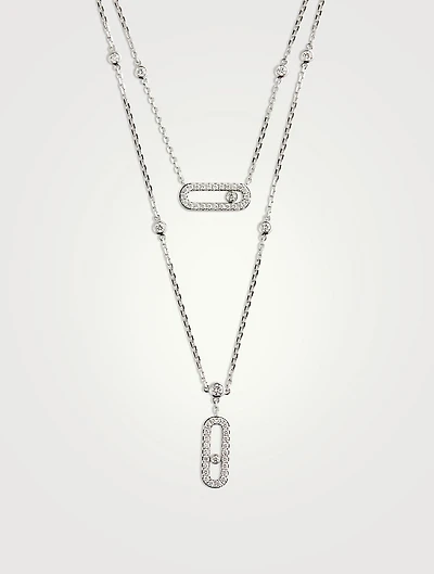 Move Uno 18K White Gold Necklace With Diamonds