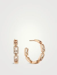 Move Link 18K Rose Gold Hoop Earrings With Diamonds