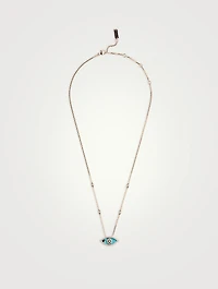 Lucky Eye 18K Rose Gold Necklace With Turquoise And Diamonds