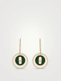 Lucky Move 18K Gold Earrings With Malachite And Diamonds