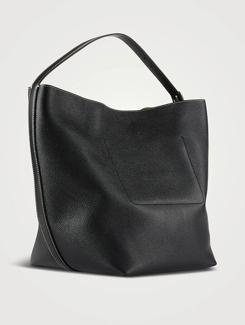 Belted Leather Tote Bag