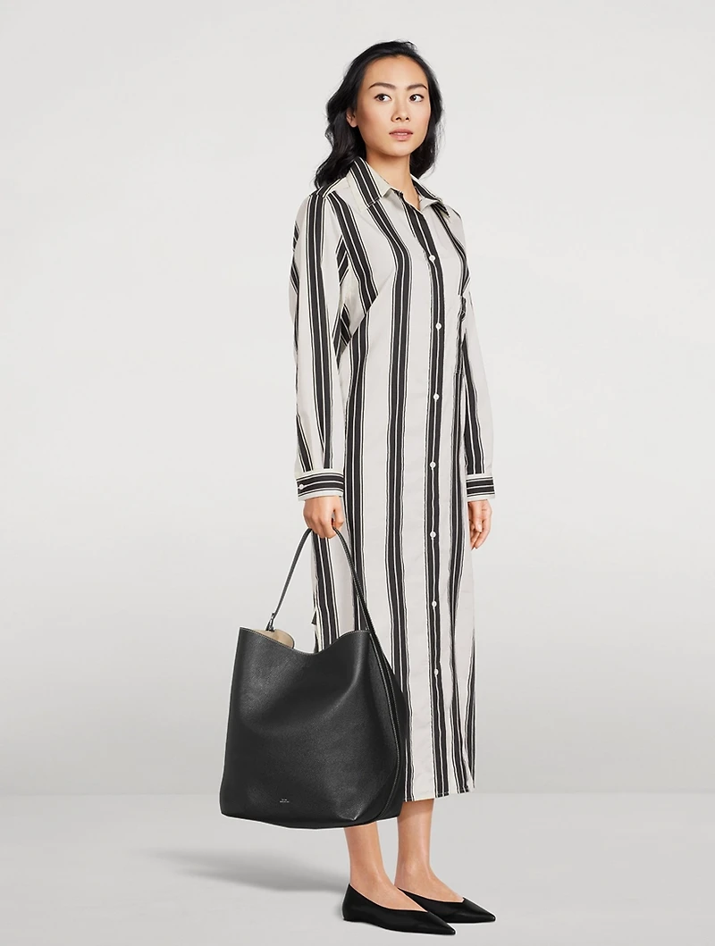 Belted Leather Tote Bag
