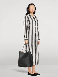 Belted Leather Tote Bag
