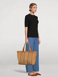 Jacquard Stripe Canvas Tote Bag