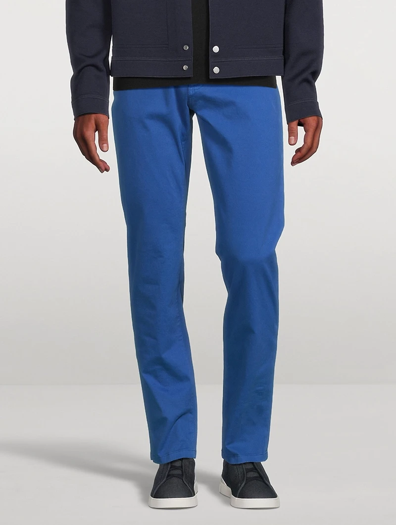 Stretch Gabardine Straight-Leg Jeans