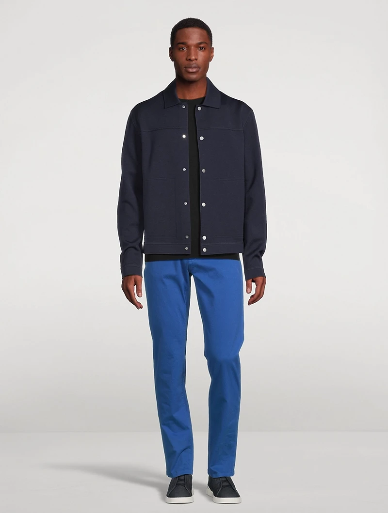 Stretch Gabardine Straight-Leg Jeans