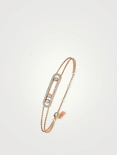 Move Classique 18K White Gold Pavé Bracelet With Diamonds