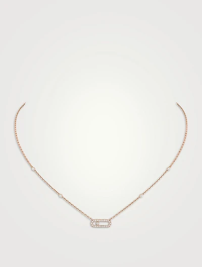 Move Uno 18K Rose Gold Pavé Necklace With Diamonds