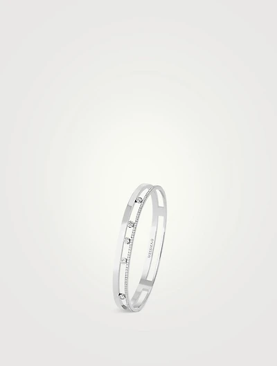 Move Romane 18K White Gold Bangle With Diamonds
