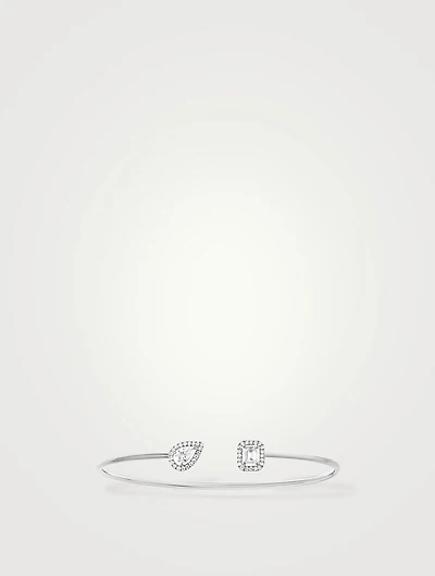 My Twin Toi & Moi 18K White Gold Thin Bangle With Diamonds