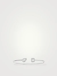 My Twin Toi & Moi 18K White Gold Thin Bangle With Diamonds