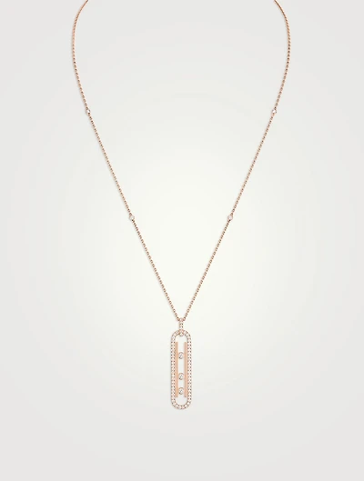 Move 10th 18K Rose Gold Pavé Necklace With Diamonds