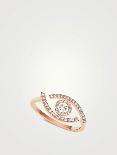 Lucky Eye 18K Rose Gold Pavé Ring With Diamonds