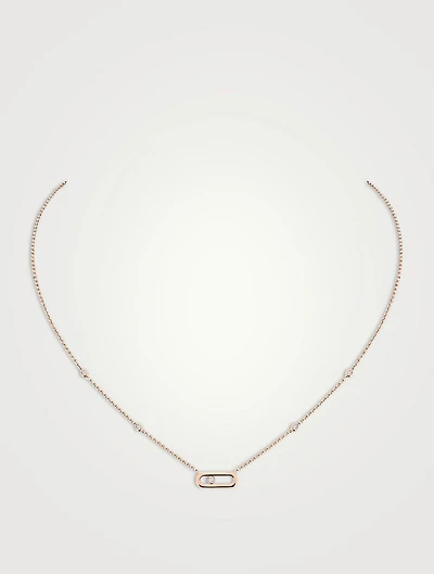 Move Uno 18K Rose Gold Necklace With Diamonds