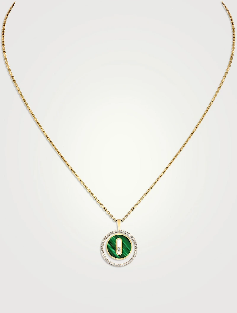 Lucky Move 18K Gold Necklace With Malachite And Diamonds