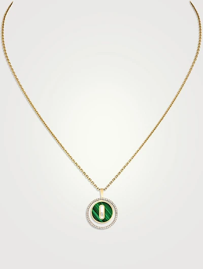 Lucky Move 18K Gold Necklace With Malachite And Diamonds