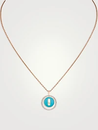 Lucky Move 18K Rose Gold Necklace With Turquoise And Diamonds