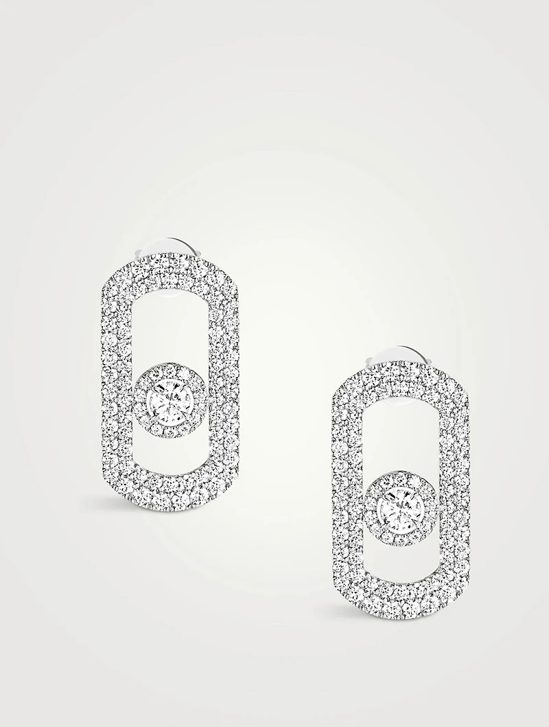 So Move 18K White Gold Pavé Diamond Earrings