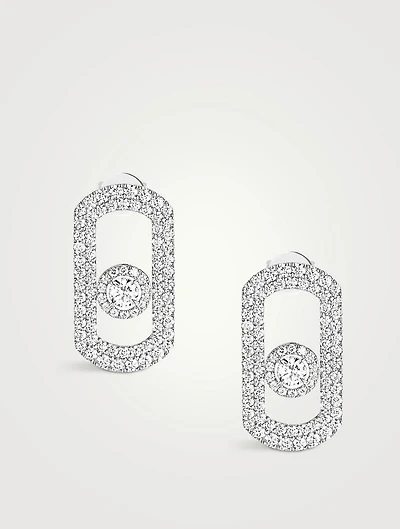 So Move 18K White Gold Pavé Diamond Earrings