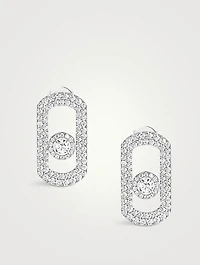 So Move 18K White Gold Pavé Diamond Earrings