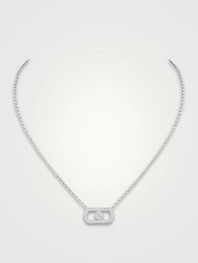 So Move 18K White Gold Pavé Necklace With Diamonds