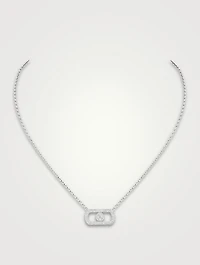 So Move 18K White Gold Pavé Necklace With Diamonds