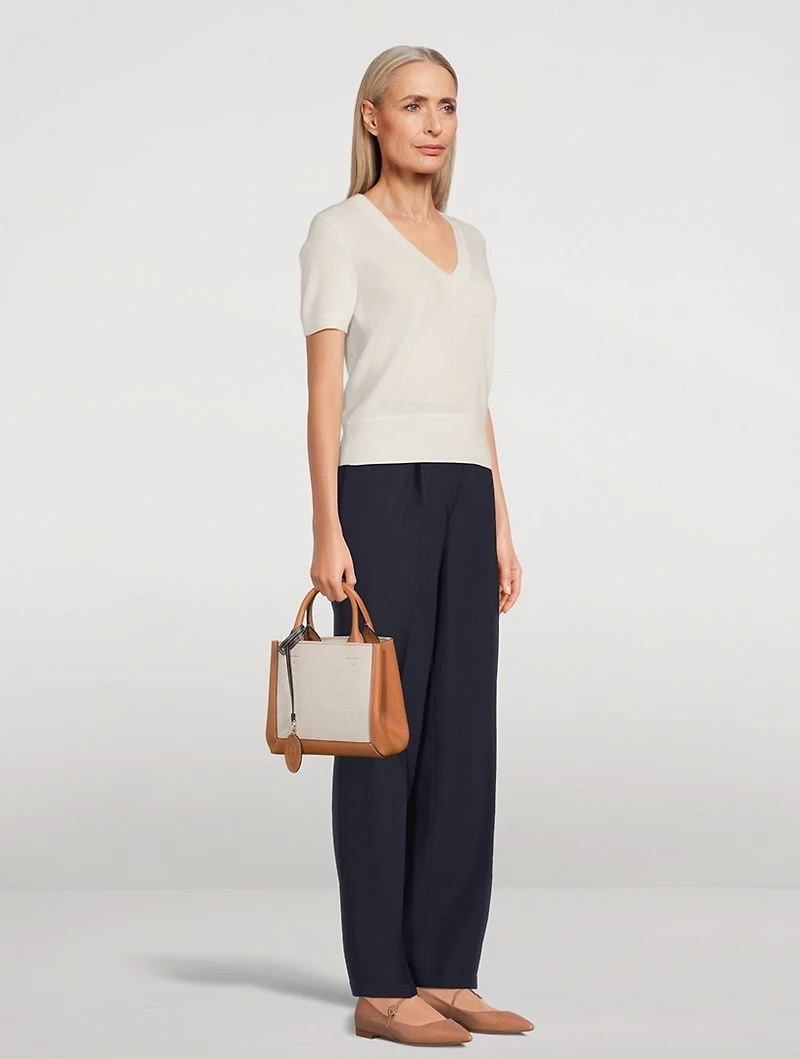 Leather And Canvas Tote Bag